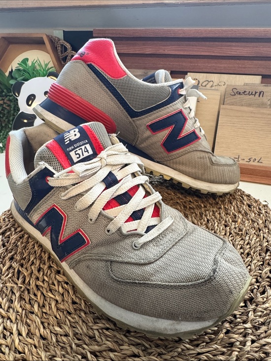 New Balance Other - Sooo handsome New Balance Men's 574 Sneakers in Gray with Navy & Red Highlights